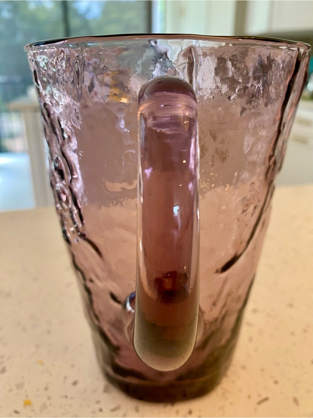Rare Vtg Morgantown Glass, “Tijuana”Amethyst Crinkle Pitcher 6.5” PERFECT